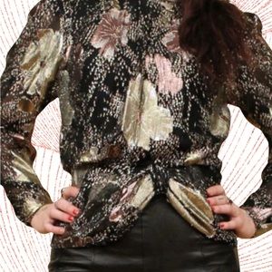 Vintage Disco Glam Blouse - Lightweight - Black, Silver, Gold